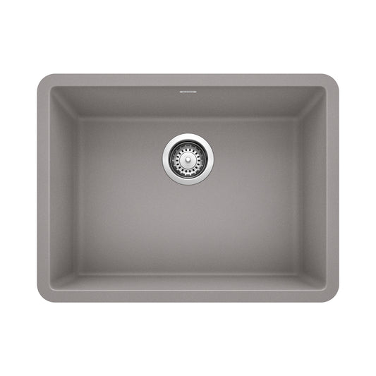 BLANCO 522413 Precis Precis SILGRANIT 24" Single Bowl Undermount Kitchen Sink - Metallic Gray in Metallic Gray