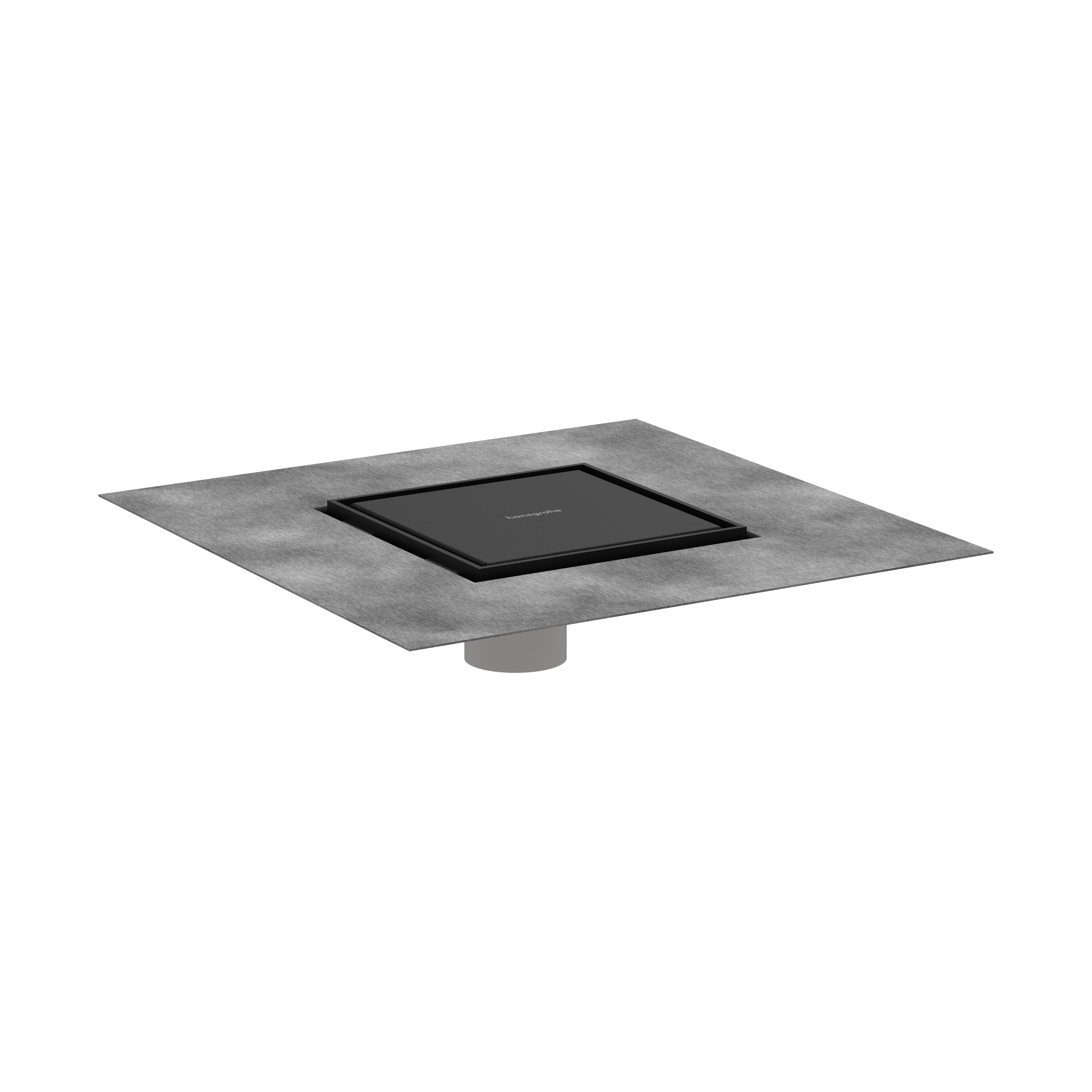 HANSGROHE 56134671 RainDrain Brilliance Point Drain Set 6"x 6" Trim Tileable Rear Cover and Rough - Matte Black