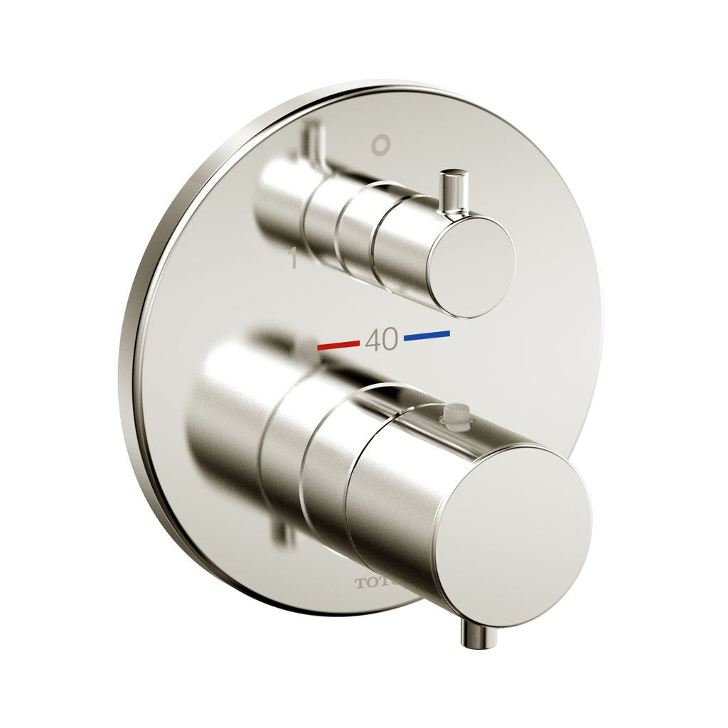 TOTO TBV01408U#BN Round Thermostatic Mixing Valve With Two-Way Diverter Shower Trim - Brushed Nickel