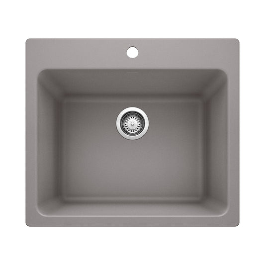 BLANCO 401924 Liven Liven SILGRANIT 25" Single Bowl Dual Mount Laundry Sink - Metallic Gray in Metallic Gray