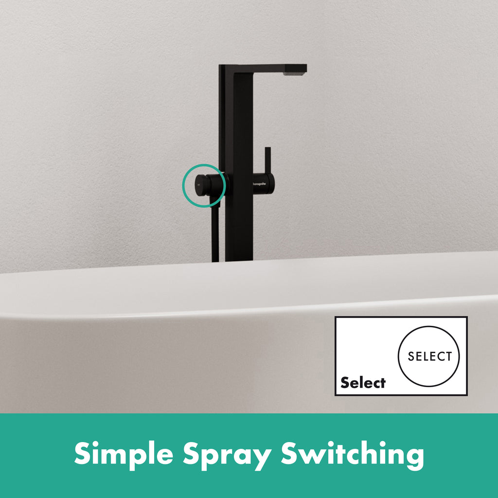 HANSGROHE 73445671 Tecturis E Freestanding Tub Filler with 1.75 GPM Handshower - Matte Black