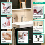 HANSGROHE 73014001 Tecturis E Single-Hole Faucet 110 with Pop-Up Drain, 1.2 GPM - Chrome