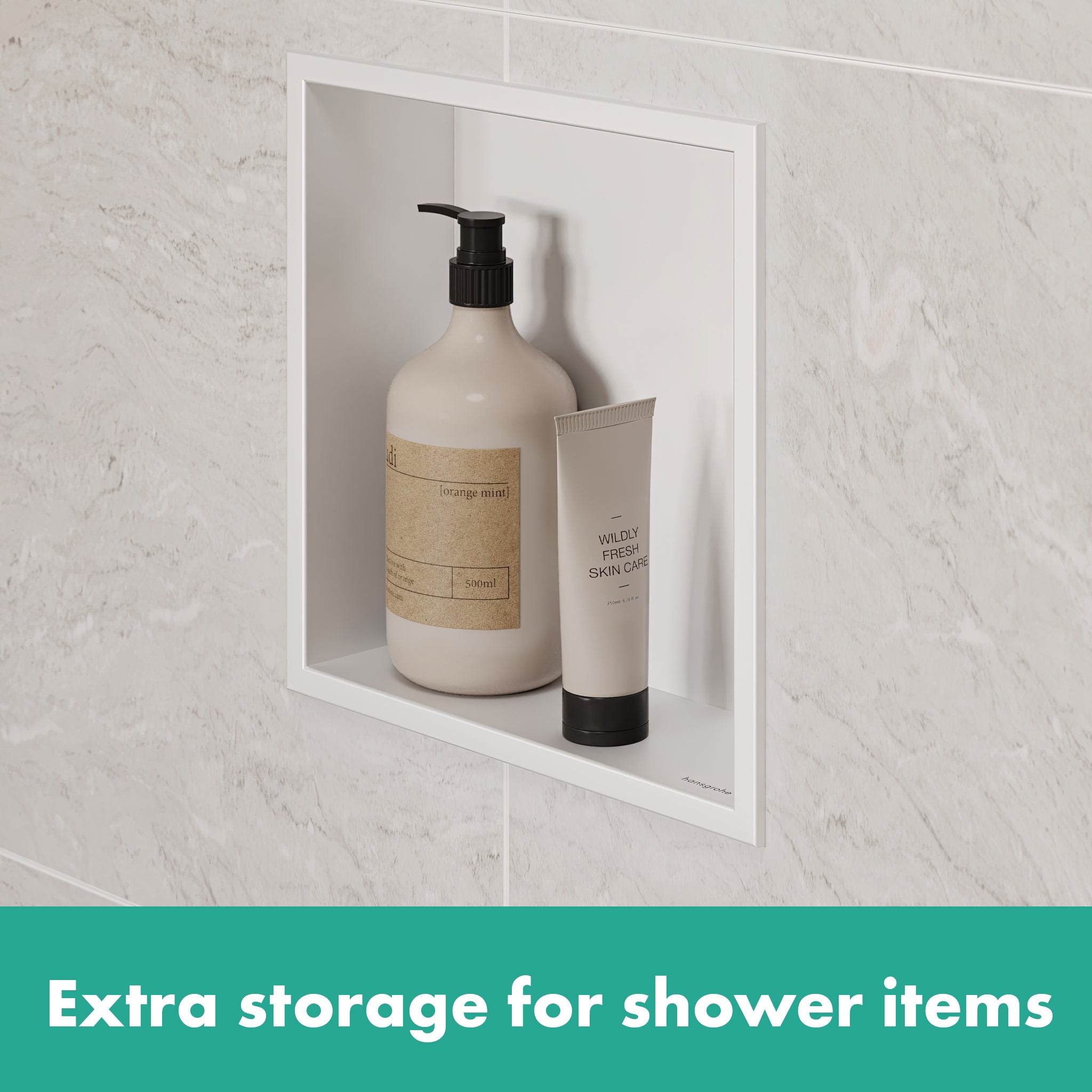 HANSGROHE 56061670 XtraStoris Original Wall Niche with Integrated Frame 12"x 12"x 4" - Matte Black