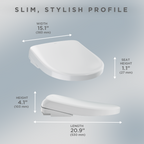 TOTO SW4725#01 Washlet S7 Electronic Bidet Toilet Seat With Ewater+ Bowl And Wand Cleaning And Contemporary Lid - Cotton White