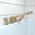 HANSGROHE 31449141 Metropol Classic 4-Hole Roman Tub Set Trim with Cross Handles and 1.8 GPM Handshower - Brushed Bronze