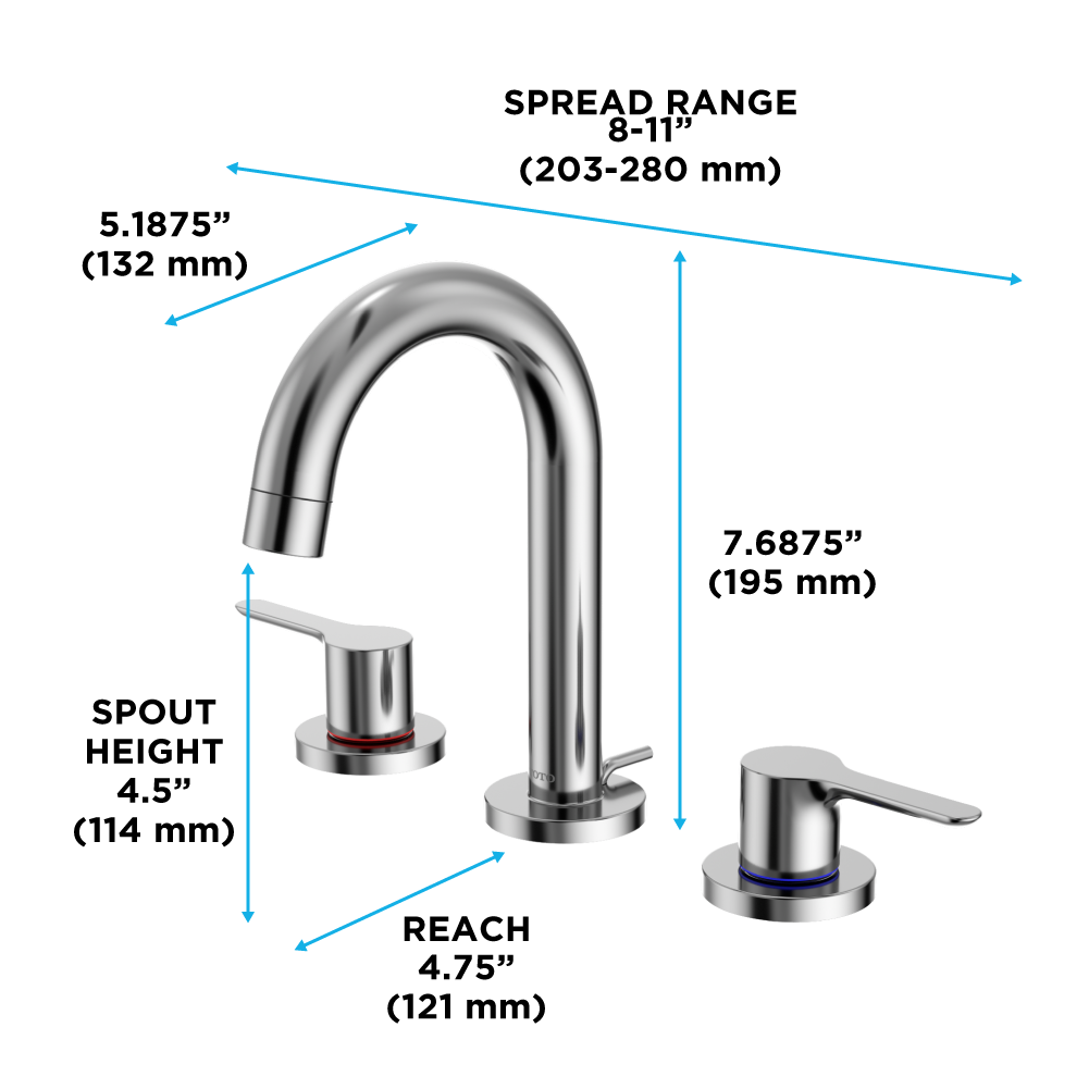 TOTO TLS01201U#CP Lb Series Two Handle Widespread 1.2 Gpm Bathroom Sink Faucet With Drain Assembly - Polished Chrome