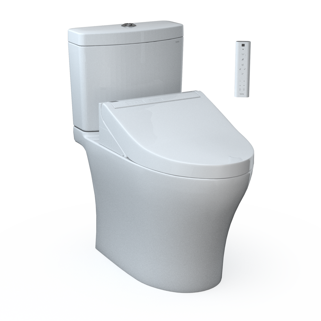 TOTO MW4463084CEMFGN#01 Washlet+ Aquia Iv Two-Piece Elongated Universal Height Dual Flush 1.28 And 0.9 Gpf Toilet And Washlet C5 Bidet Seat - Cotton White