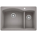 BLANCO 440198 Diamond Diamond SILGRANIT 33" 70/30 Double Bowl Dual Mount Kitchen Sink - Metallic Gray in Metallic Gray