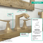 HANSGROHE 31330141 Metropol Classic Widespread Faucet 110 with Lever Handles and Pop-Up Drain, 1.2 GPM - Brushed Bronze