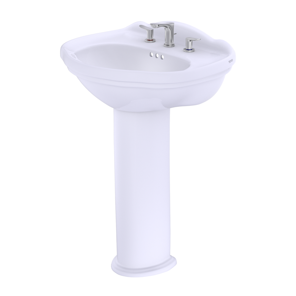 TOTO LPT754.8#01 Whitney Oval Pedestal Bathroom Sink for 8 Inch Center Faucets , Cotton White