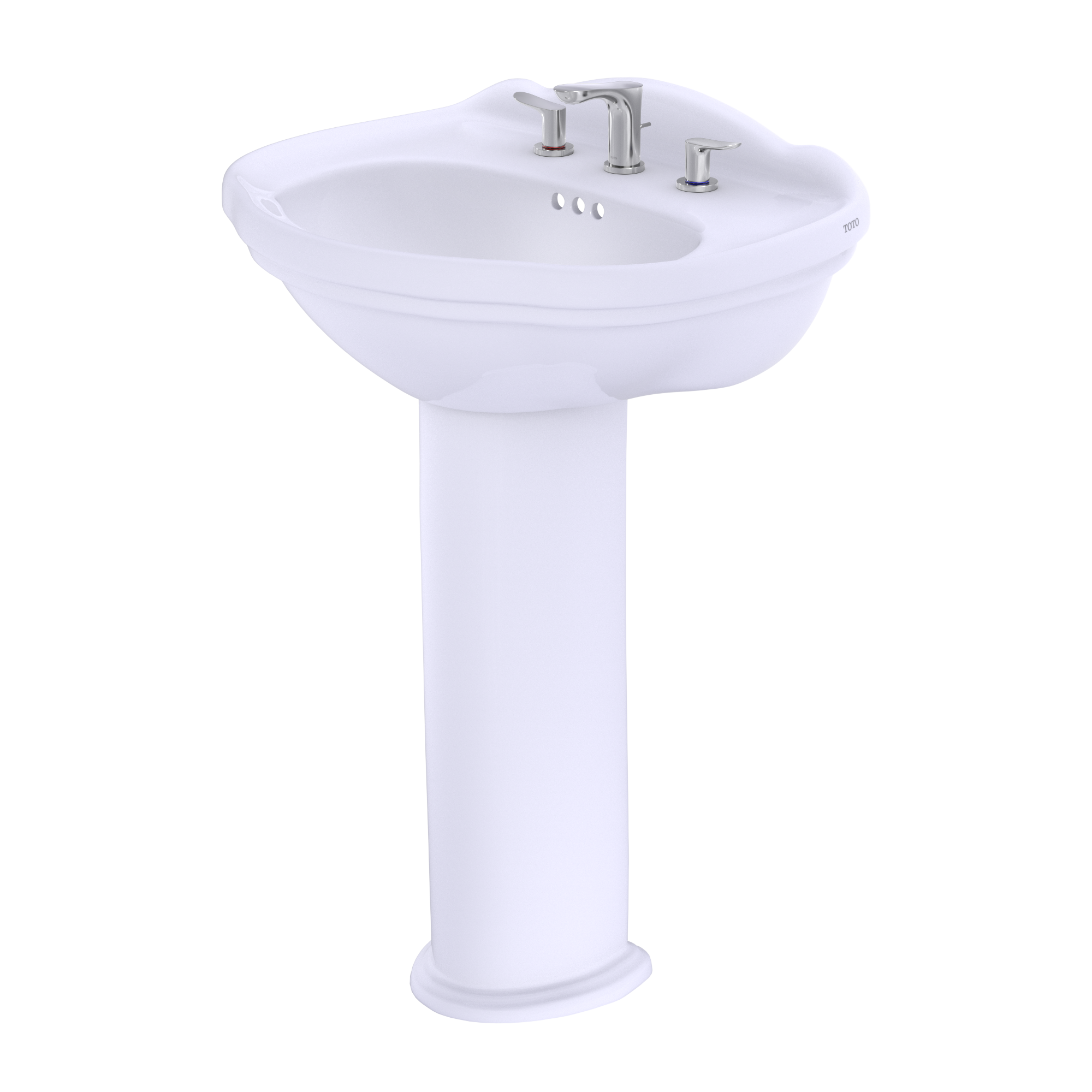 TOTO LPT754.8#01 Whitney Oval Pedestal Bathroom Sink for 8 Inch Center Faucets , Cotton White