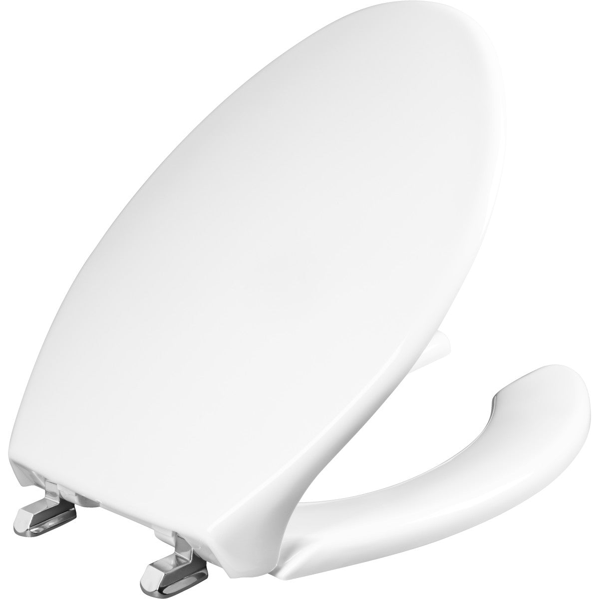 Elongated Commercial Plastic Open Front With Cover Toilet Seat in White with STA-TITE Commercial Fastening System, Duraguard and Self-Sustaining Stainless Steel Hinge