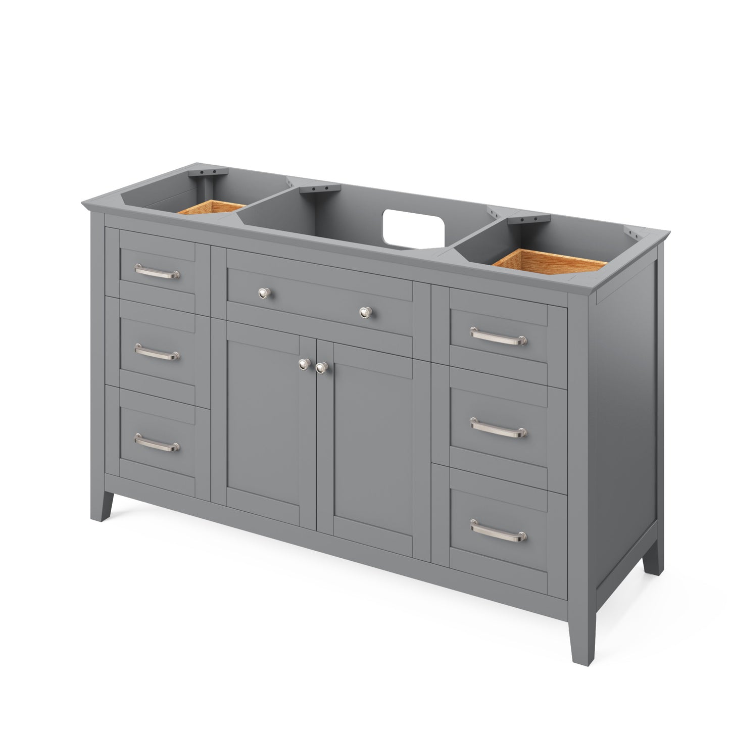 JEFFREY ALEXANDER VKITCHA60SGRBGR 60" Grey Chatham Vanity, Black Granite Vanity Top, undermount rectangle bowl - Grey