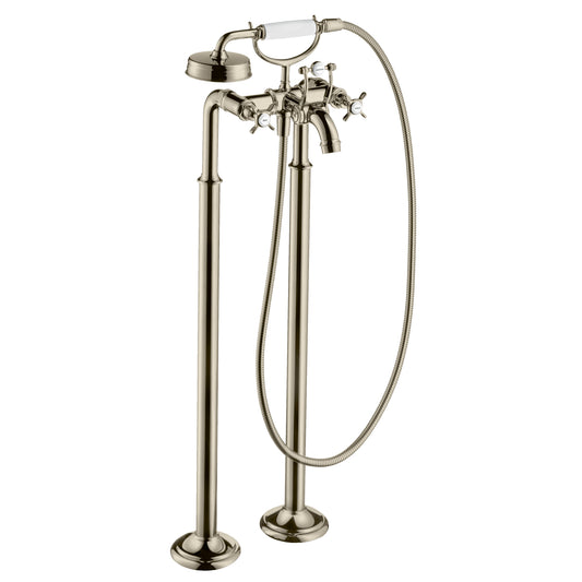 AXOR 16562831 Montreux 2-Handle Freestanding Tub Filler Trim with Cross Handles and 1.8 GPM Handshower - Polished Nickel