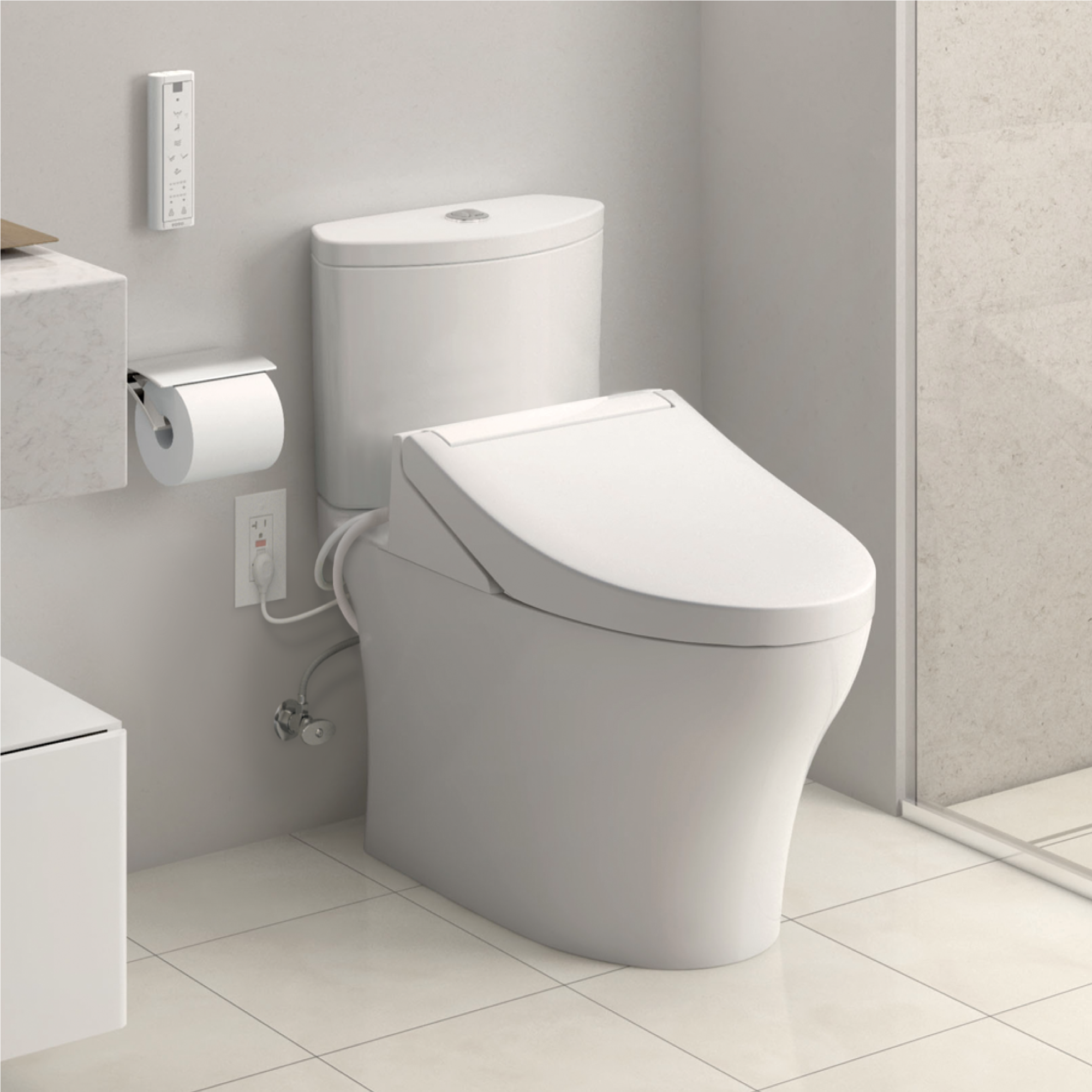TOTO SW3084#01 Washlet C5 Electronic Bidet Toilet Seat With Premist And Ewater+ Wand Cleaning - Cotton White