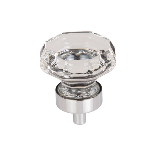 TOP KNOBS TK128PC Clear Octagon Crystal 1 3/8" Diameter Round Knob - Polished Chrome