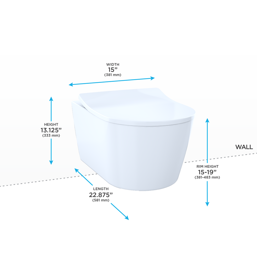 TOTO CT447CFG#01 Rp Wall-Hung Contemporary D-Shape Dual Flush 1.28 And 0.9 Gpf Toilet With Cefiontect - Cotton White