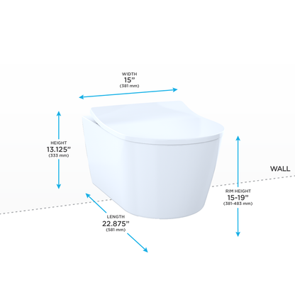 TOTO CT447CFG#01 Rp Wall-Hung Contemporary D-Shape Dual Flush 1.28 And 0.9 Gpf Toilet With Cefiontect - Cotton White