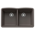 BLANCO 443105 Diamond Diamond SILGRANIT 32" 50/50 Double Bowl Undermount Kitchen Sink - Volcano Gray in Volcano Gray