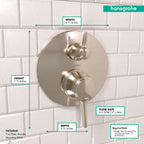 HANSGROHE 04449830 Ecostat Classic Pressure Balance Trim with Diverter, Round - Polished Nickel