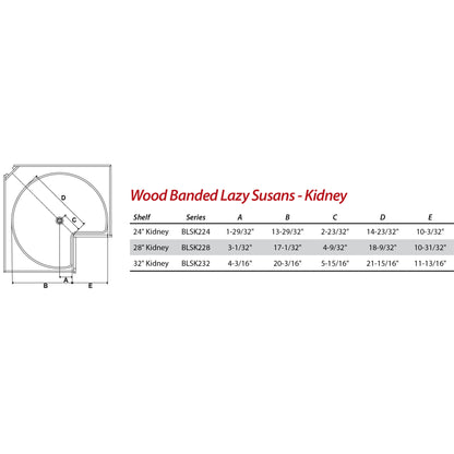 HARDWARE RESOURCES BLSK224-SET 24" Kidney Two-Shelf Banded Wood Lazy Susan Set - UV Coated