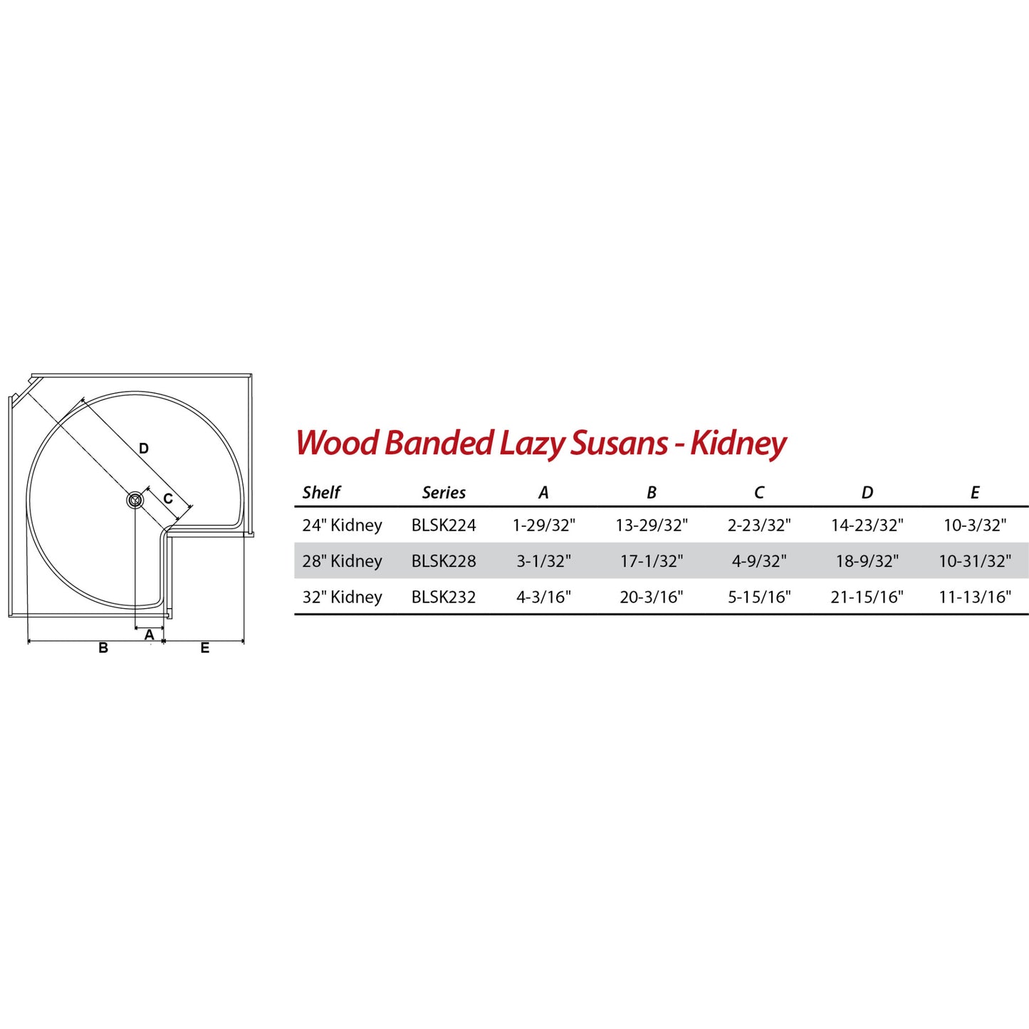 HARDWARE RESOURCES BLSK232-SET 32" Kidney Two-Shelf Banded Wood Lazy Susan Set - UV Coated