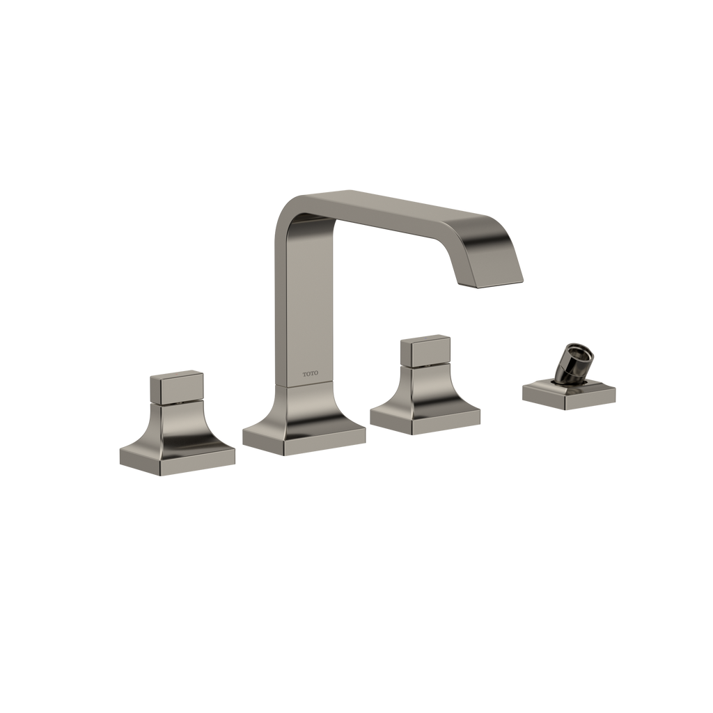 TOTO TBG08202U#PN Gc Two-Handle Deck-Mount Roman Tub Filler Trim With Handshower - Polished Nickel