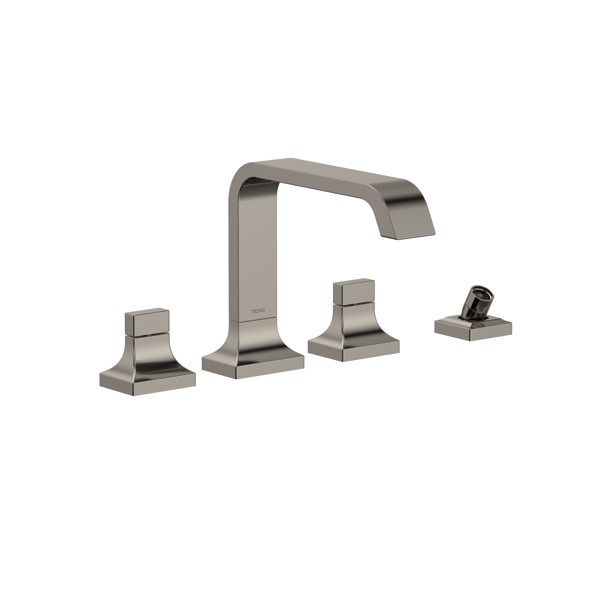 TOTO TBG08202U#PN Gc Two-Handle Deck-Mount Roman Tub Filler Trim With Handshower - Polished Nickel