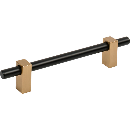 JEFFREY ALEXANDER 478-128MBSBZ Larkin 2 128 mm Center-to-Center Bar Pull - Matte Black w/Satin Bronze