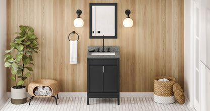 JEFFREY ALEXANDER VKITTHE24BKBOR 24" Black Theodora Vanity, Boulder Cultured Marble Vanity Top, undermount rectangle bowl - Black