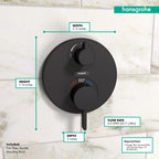 HANSGROHE 15757671 Ecostat S Thermostatic Trim with Volume Control - Matte Black