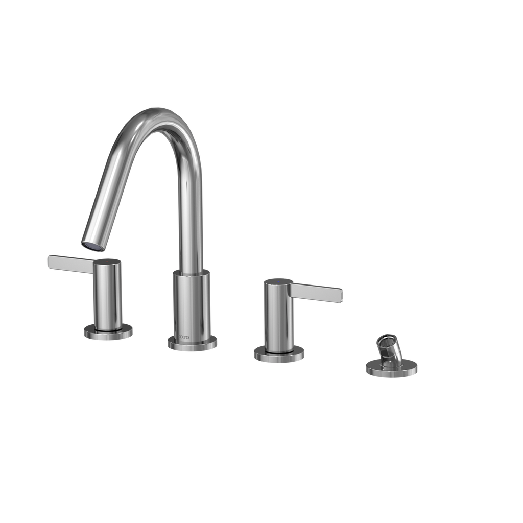 TOTO TBG11202UA#CP Gf Two Lever Handle Deck-Mount Roman Tub Filler Trim With Handshower - Polished Chrome