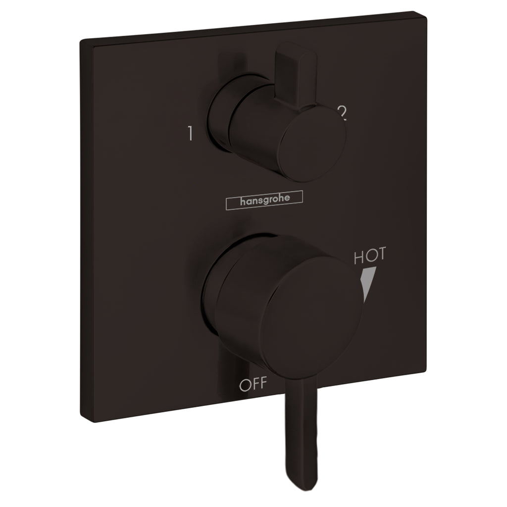 HANSGROHE 15862671 Ecostat Pressure Balance Trim Square with Diverter - Matte Black