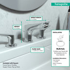 HANSGROHE 04369000 Focus Widespread Faucet 100 with Pop-Up Drain, 1.2 GPM - Chrome
