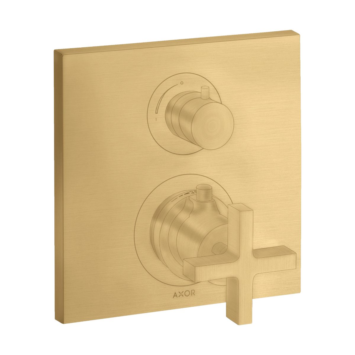 AXOR 39705251 Citterio Thermostatic Trim with Volume Control- Cross Handle - Brushed Gold Optic