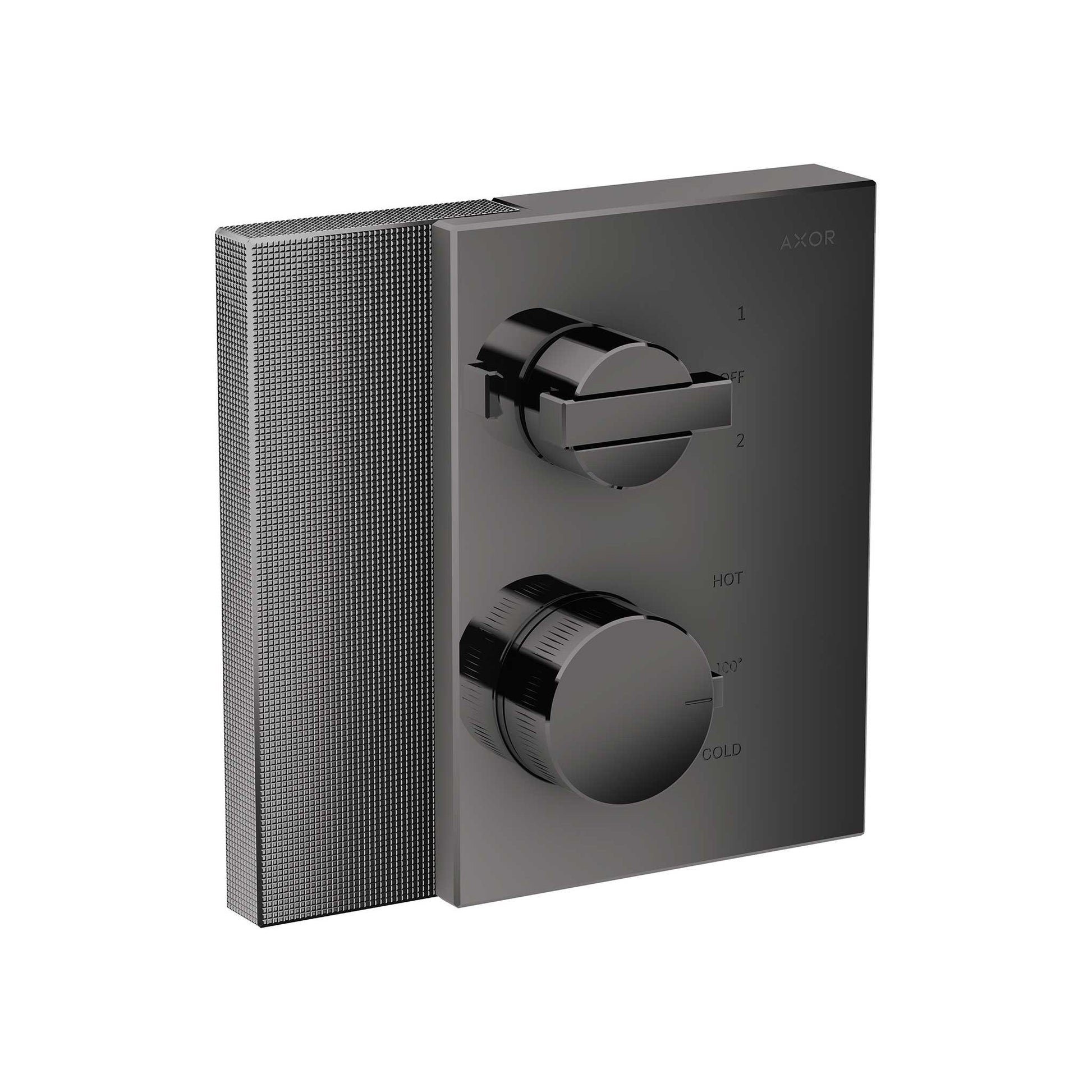 AXOR 46761331 Edge Thermostatic Trim with Volume Control and Diverter - Diamond Cut - Polished Black Chrome