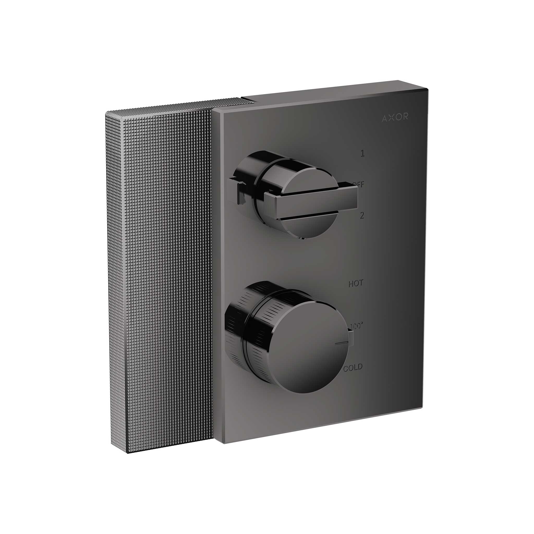 AXOR 46761331 Edge Thermostatic Trim with Volume Control and Diverter - Diamond Cut - Polished Black Chrome