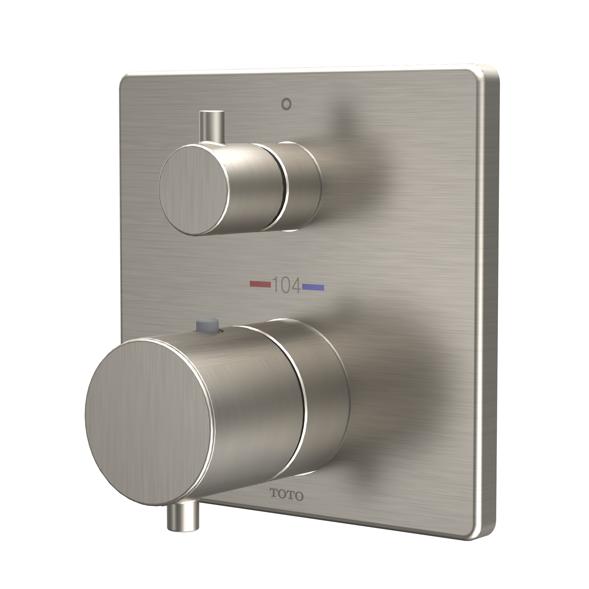 TOTO TBV02404U#BN Square Thermostatic Mixing Valve With Two-Way Diverter Shower Trim - Brushed Nickel