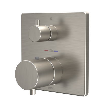 TOTO TBV02404U#BN Square Thermostatic Mixing Valve With Two-Way Diverter Shower Trim - Brushed Nickel