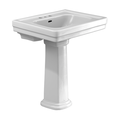 TOTO LPT530.4N#01 Promenade 27-1/2" X 22-1/4" Rectangular Pedestal Bathroom Sink For 4 Inch Center Faucets - Cotton White