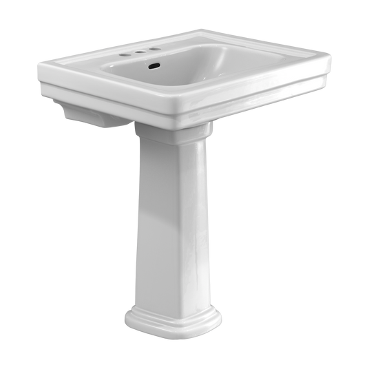 TOTO LPT530.4N#01 Promenade 27-1/2" X 22-1/4" Rectangular Pedestal Bathroom Sink For 4 Inch Center Faucets - Cotton White