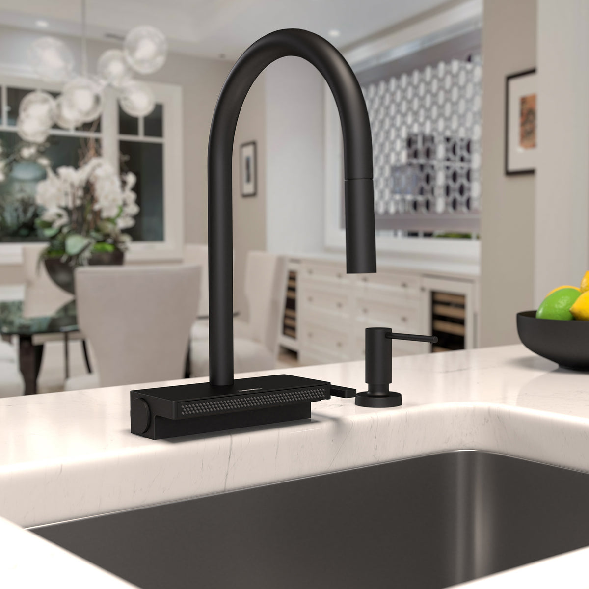 HANSGROHE 73837671 Aquno Select HighArc Kitchen Faucet, 3-Spray Pull-Down, 1.75 GPM - Matte Black