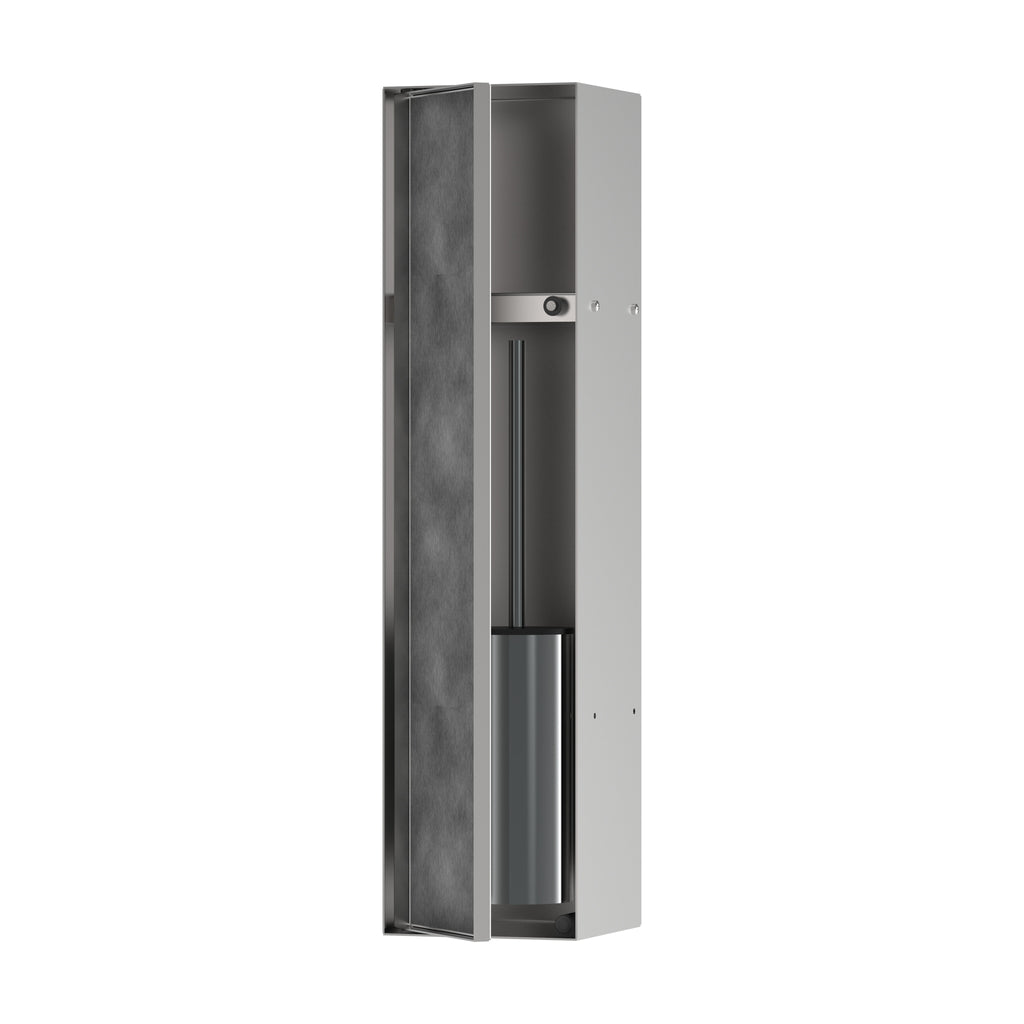 HANSGROHE 56060800 XtraStoris Rock Recessed Toilet Brush Holder with Shelf & Tileable Door - Brushed Stainless Steel