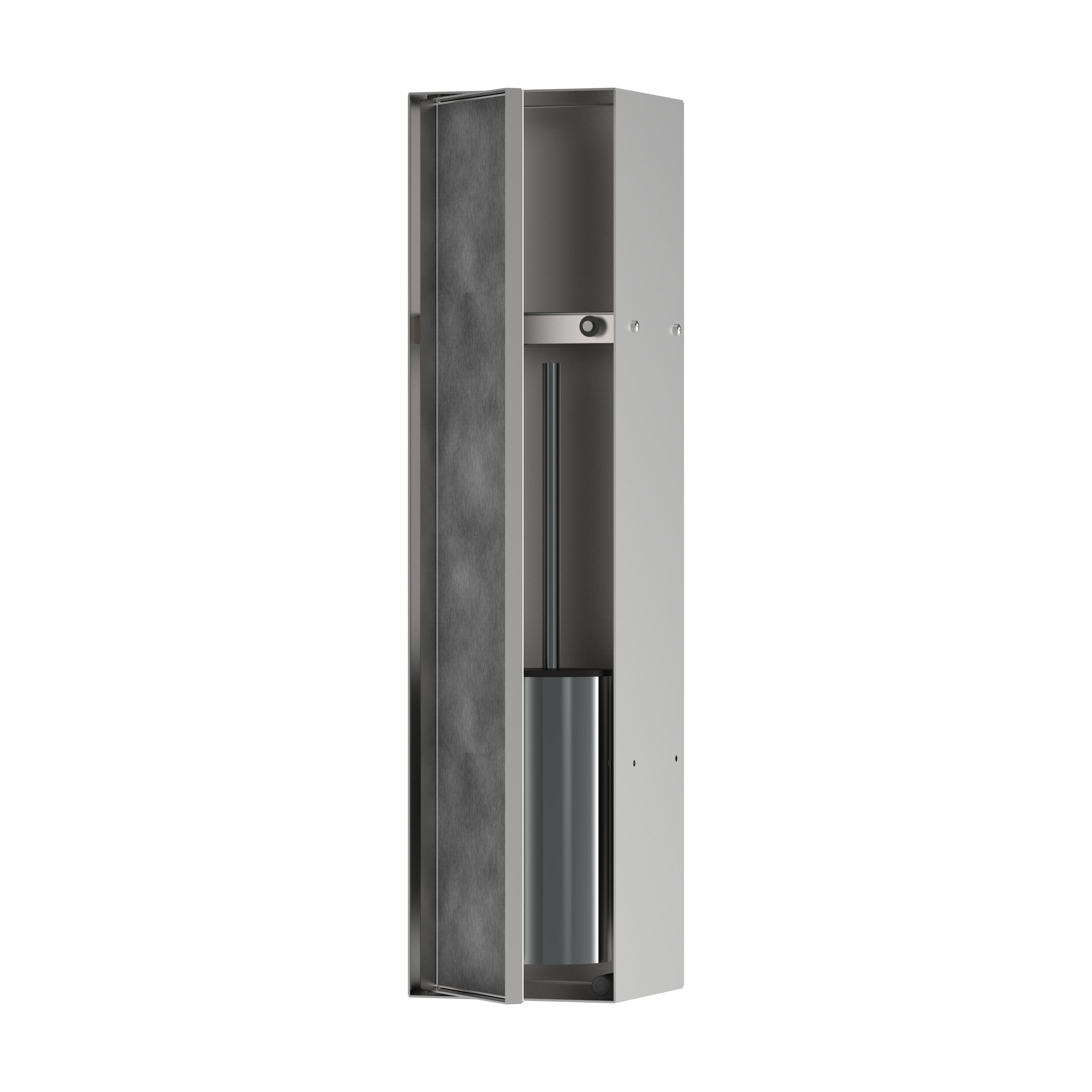 HANSGROHE 56060800 XtraStoris Rock Recessed Toilet Brush Holder with Shelf & Tileable Door - Brushed Stainless Steel