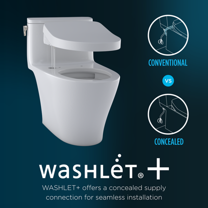 TOTO MW4464736CEMGNA#01 Washlet+ Aquia Iv Two-Piece Elongated Dual Flush 1.28 And 0.9 Gpf Toilet And With Auto Flush S7A Contemporary Bidet Seat - Cotton White