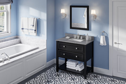 JEFFREY ALEXANDER VKITADL36BKBOR 36" Black Adler Vanity, Boulder Cultured Marble Vanity Top, undermount rectangle bowl - Black