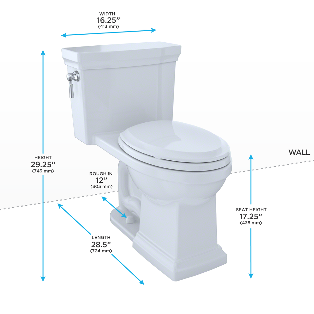 TOTO MS814224CUF#51 Promenade Ii 1G One-Piece Elongated 1.0 Gpf Universal Height Toilet - Ebony