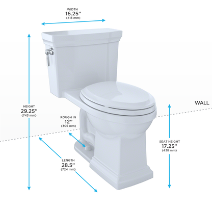 TOTO MS814224CUF#51 Promenade Ii 1G One-Piece Elongated 1.0 Gpf Universal Height Toilet - Ebony
