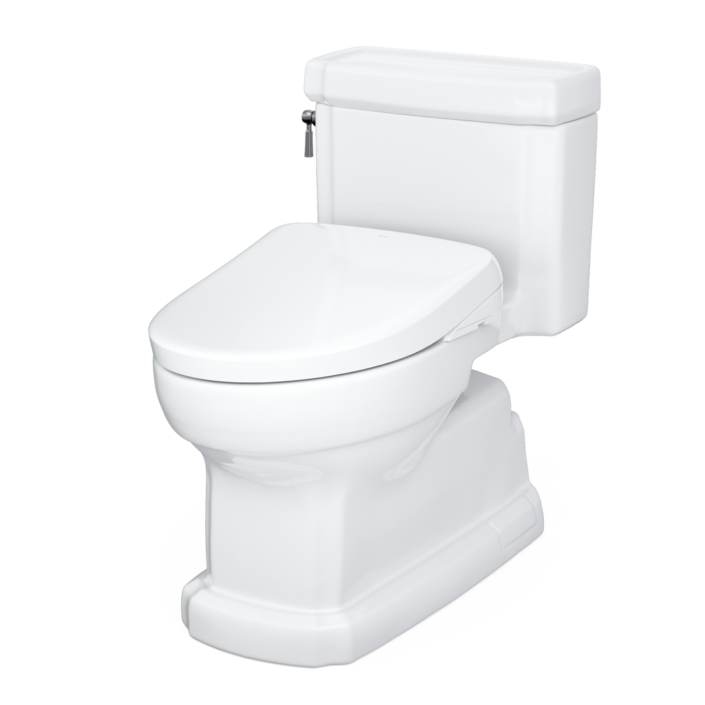 TOTO MW9744734CEFG#01 Washlet+ Eco Guinevere Elongated 1.28 Gpf Universal Height Toilet And S7A Classic Bidet Seat With Auto Open/Close - Cotton White