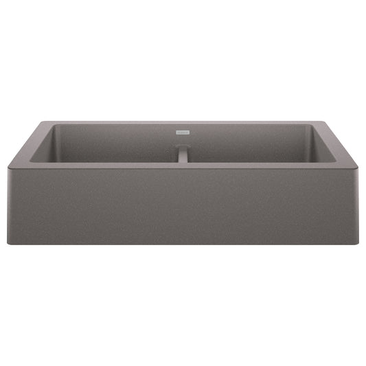 BLANCO 526549 Vintera Vintera SILGRANIT 33" Double Bowl Apron-Front Farmhouse Sink - Metallic Gray in Metallic Gray